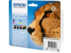 Epson T0715 Multipack - 4-balen� - 23.9 ml - �ern�, �lut�, azurov�, purpurov� - origin�ln� - inkoustov� cartridge - pro Stylus DX9400, SX115, SX210, SX215, SX218, SX415, SX515, SX610, Stylus Office BX310, BX610