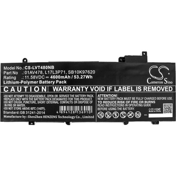 Laptop Battery for LENOVO ThinkPad T480s  L17L3P71 11.58V 4600mAh CAMERON SINO - Image 3