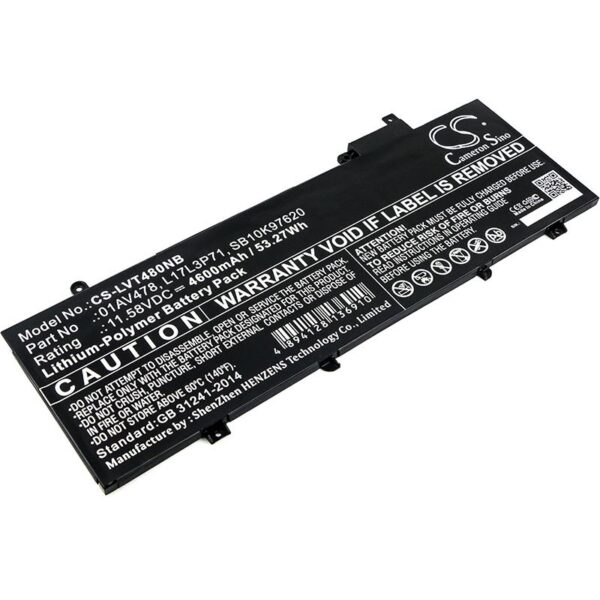 Laptop Battery for LENOVO ThinkPad T480s  L17L3P71 11.58V 4600mAh CAMERON SINO