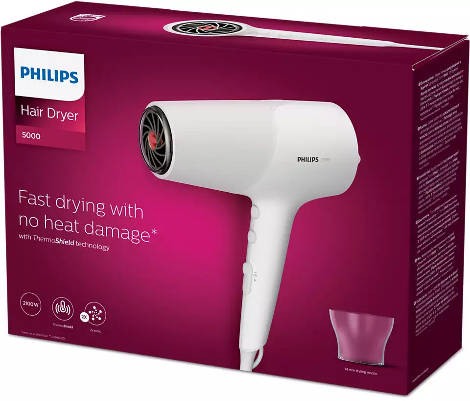 Philips | Hair Dryer | BHD500/00 | 2100 W | Number of temperature settings 3 | Ionic function | White - Image 4