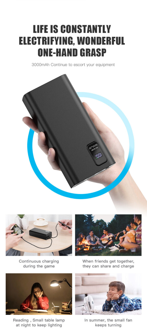 Platinet power bank 30000mAh PD QC LED, black - Image 2