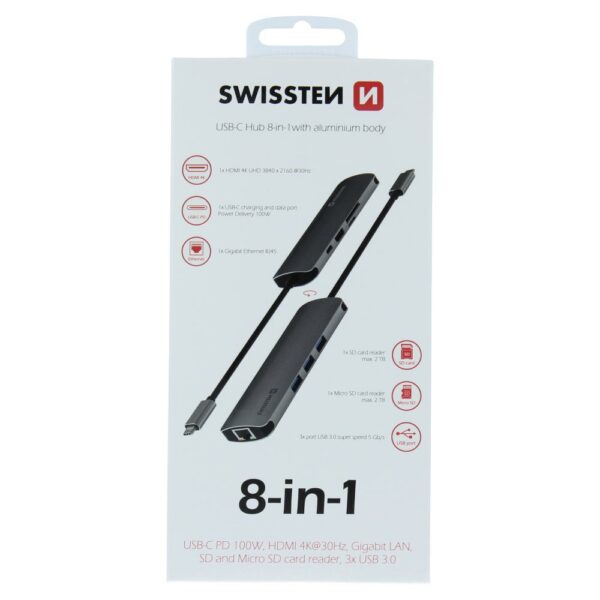 USB jagaja Swissten USB-C Hub 8in1 - Image 3