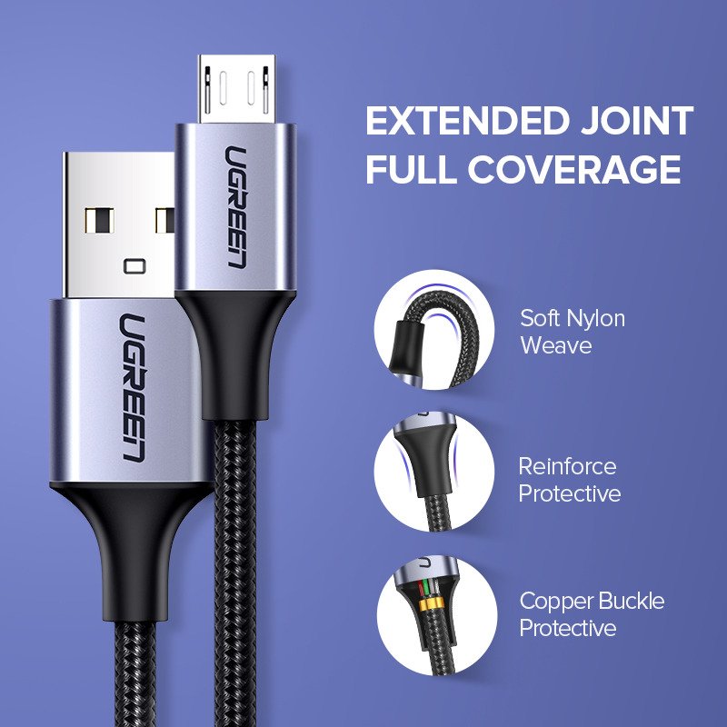 CABLU alimentare si date Ugreen, "US290", Fast Charging Data Cable pt. smartphone, USB la Micro-USB, braided, 1.5m, negru "60147" (timbru verde 0.08 lei) - 6957303861477 - Image 6