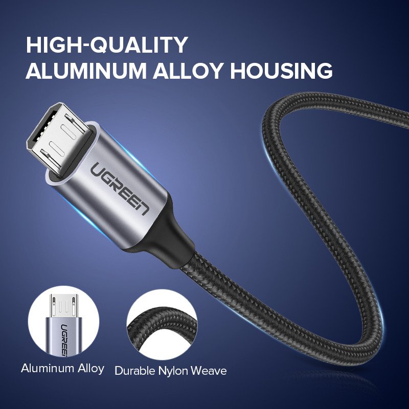 CABLU alimentare si date Ugreen, "US290", Fast Charging Data Cable pt. smartphone, USB la Micro-USB, braided, 1.5m, negru "60147" (timbru verde 0.08 lei) - 6957303861477 - Image 5