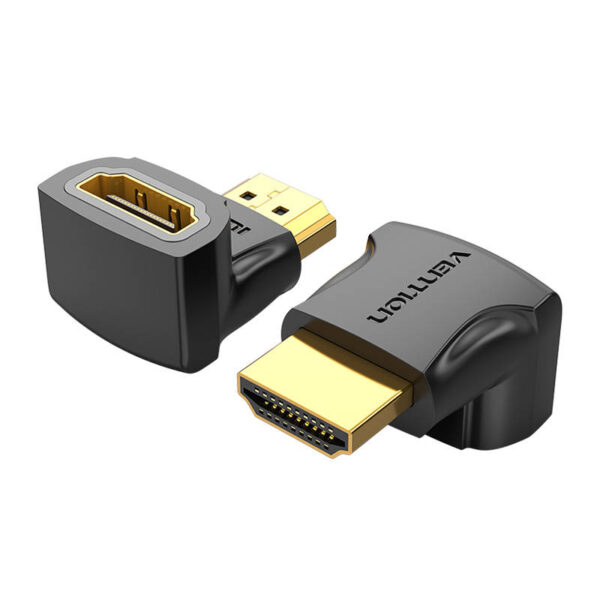 Adaptor video Vention, HDMI(T) la HDMI(M), rezolutie maxima 4K la 60Hz, conectori auriti, unghi 90 grade, invelis PVC, negru, "AIOB0" (timbru verde 0.03lei) -  6922794747890