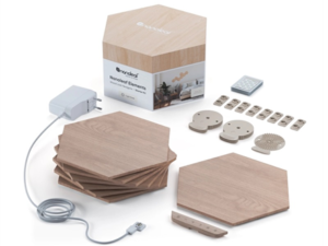 Nanoleaf|Elements Wood Look Hexagons Starter Kit (7 panels)|Cool White + Warm White