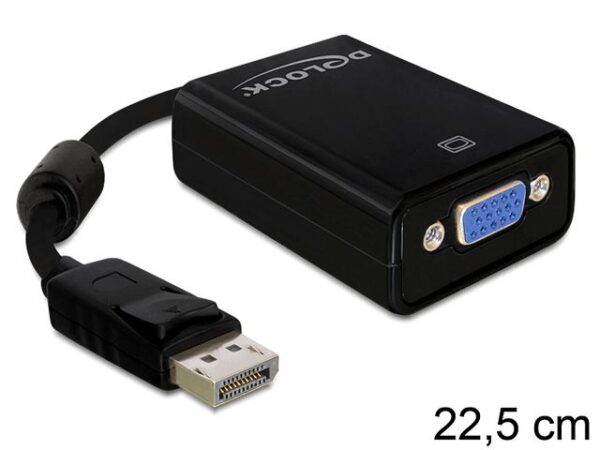 Delock Adapter Displayport male > VGA 15 pin female - Adapt�r VGA) - DisplayPort (M) do HD-15 (VGA) (F) - 12.5 cm