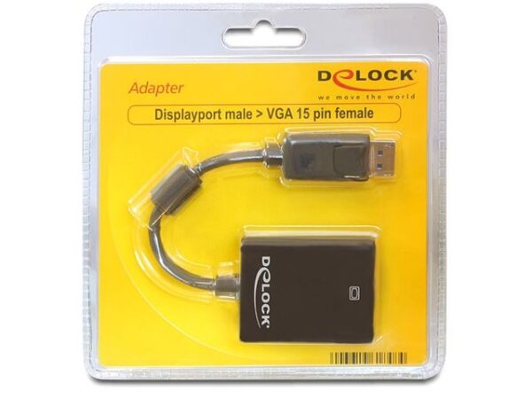 Delock Adapter Displayport male > VGA 15 pin female - Adapt�r VGA) - DisplayPort (M) do HD-15 (VGA) (F) - 12.5 cm - Image 2