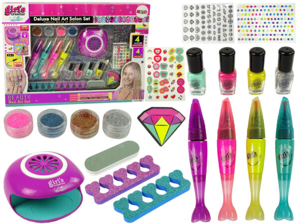 Large Nail Painting Set Nail Pens Glitter Stickers Dryer