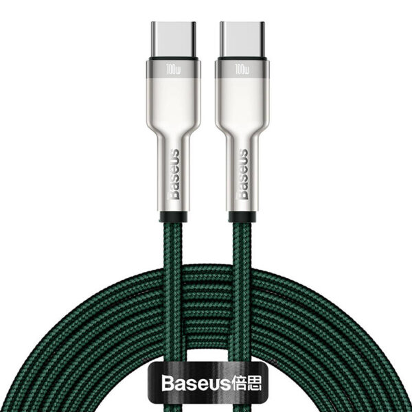 Cable USB-C to USB-C Baseus Cafule, 100W, 2m (green) - Image 3