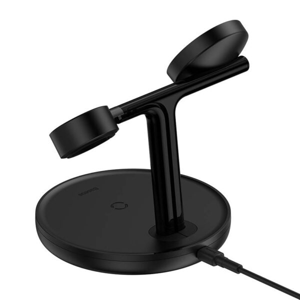 Baseus Wireless Charger Swan stand 3-in-1 Magnetic charger with TypeC cable 15W, 1m Black (WXTE000101)