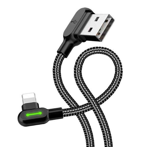 USB to Lightning cable, Mcdodo CA-4673, angled, 1.8m (black) - Image 2