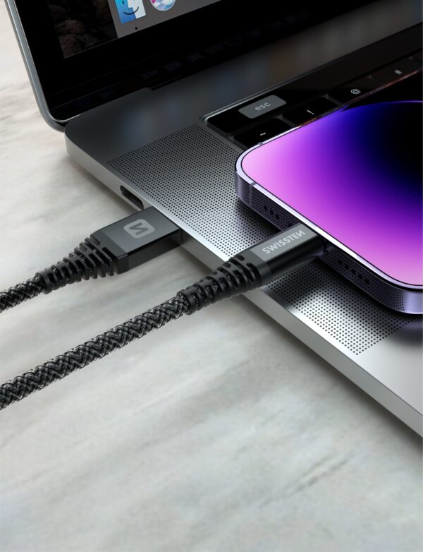 Swissten Kevlar Data Cable USB / USB-C / 1.5m / 60w - Image 3