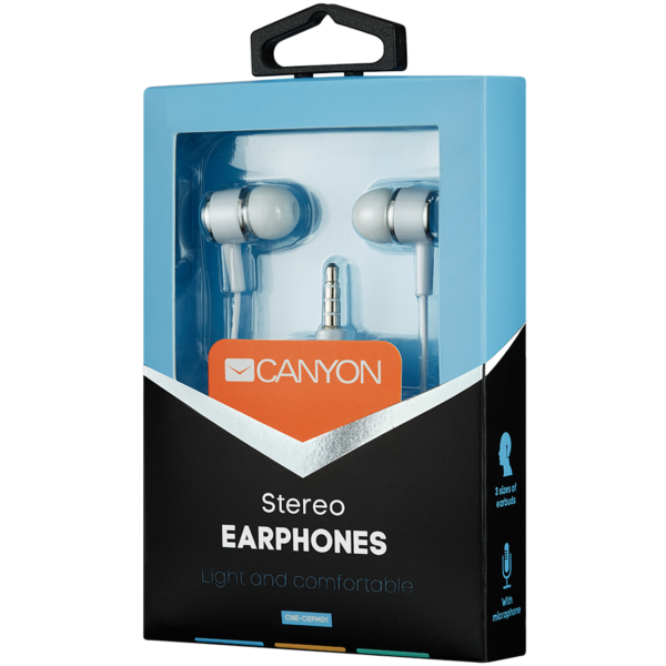 CANYON headphones EPM-01 Mic 1.2m White - Image 2