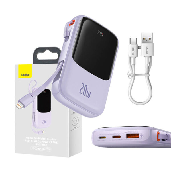 Baseus Qpow Pro Powerbank  with Lightning cable USB-C / USB / 10000mAh / 20W