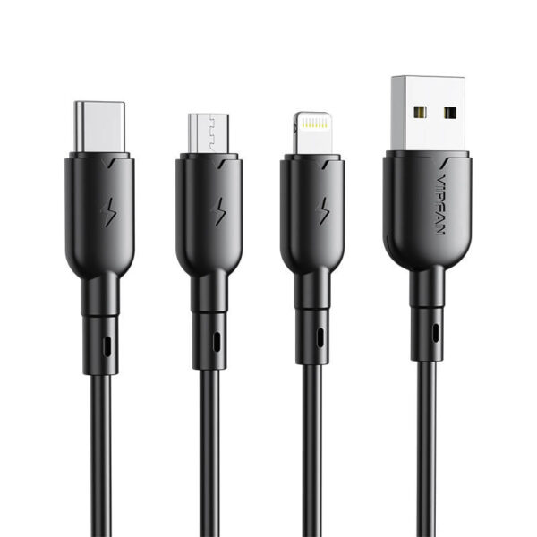 USB to USB-C cable VFAN Colorful X11, 3A, 1m (black) - Image 3