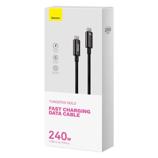 USB-C to USB-C cable Baseus Tungsten Gold 240W 2 m (black) - Image 5