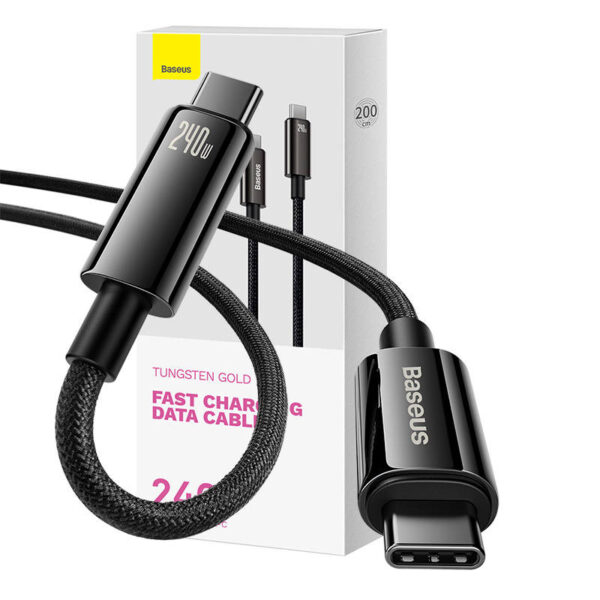 USB-C to USB-C cable Baseus Tungsten Gold 240W 2 m (black) - Image 3