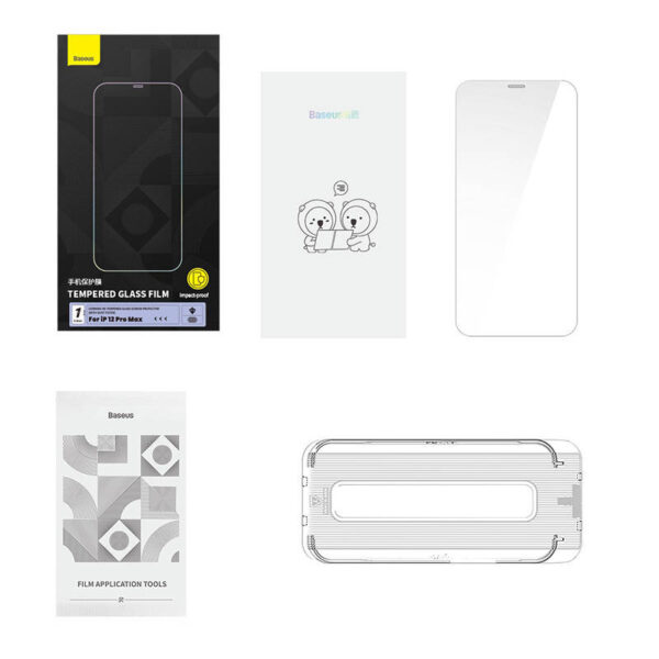 Tempered Glass Baseus 0.4mm Iphone 12 Pro  MAX + cleaning kit - Image 5