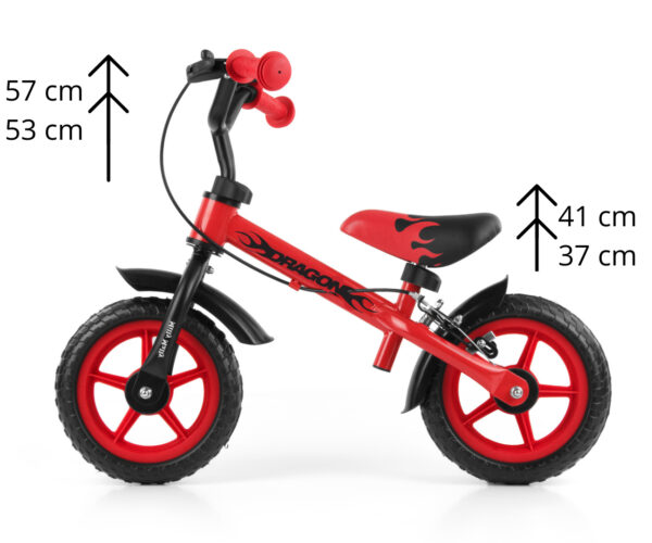 Dragon balance bike with brake red MILLY MALLY - Image 5