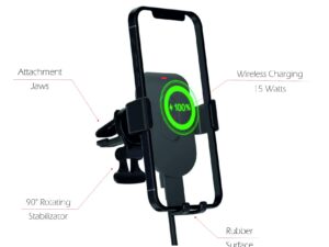 Swissten GW1-AV5 Air Vent Car Holder With 15W  Wireless Charging + Micro USB Cable 1m
