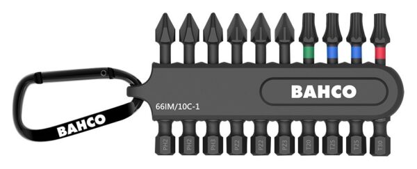 Bit set Impact 10pcs in holder, with carabiner. 50 mm PH, PZ, TORX