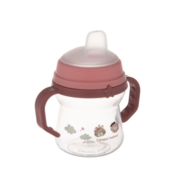 CANPOL BABIES Cup with Silicone Spout, FirstCup BONJOUR PARIS, 6m+, 150ml, pink, 56/612_pin - Image 2