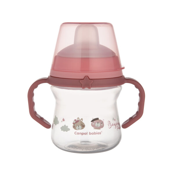 CANPOL BABIES Cup with Silicone Spout, FirstCup BONJOUR PARIS, 6m+, 150ml, pink, 56/612_pin - Image 4