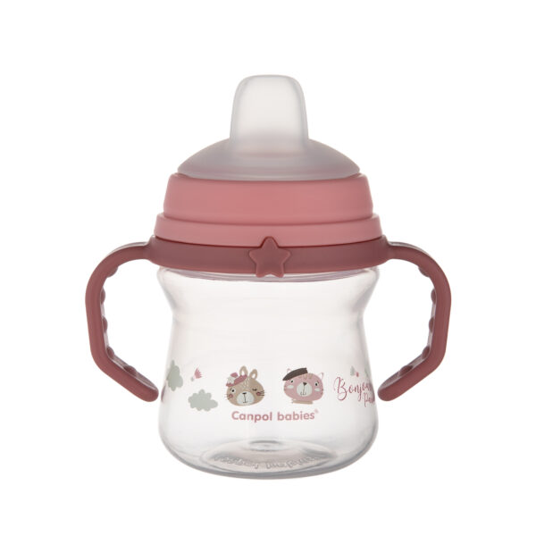 CANPOL BABIES Cup with Silicone Spout, FirstCup BONJOUR PARIS, 6m+, 150ml, pink, 56/612_pin - Image 5