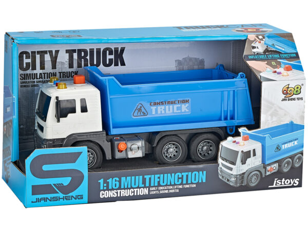 Construction Vehicle Tipper Truck 1:16 Blue Lift Trailer - Image 3