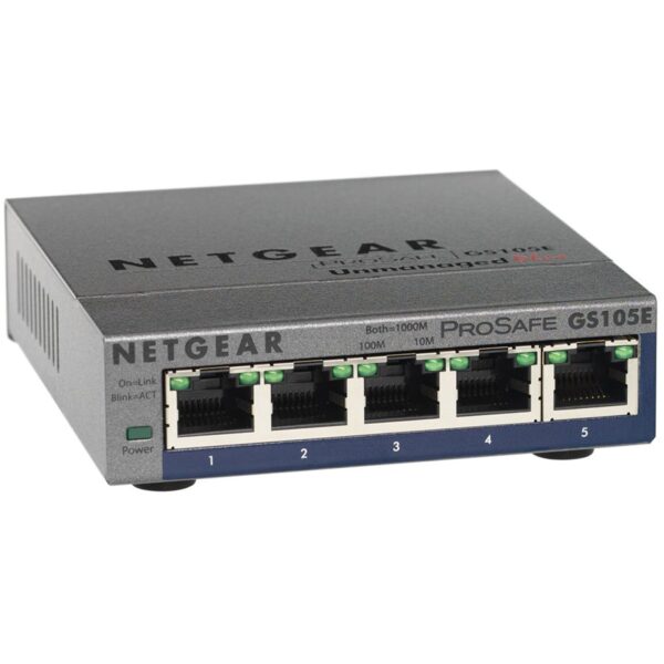 NETGEAR Plus GS105Ev2 - Switch - Administrerad - 5 x 10/100/1000 - skrivbordsmodell