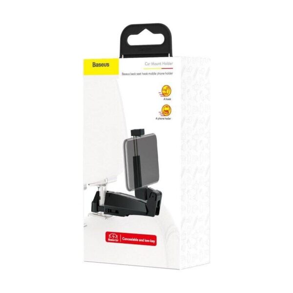 SUPORT AUTO Baseus pt. SmartPhone, fixare pe tetiera, ofera posibilitatea reglarii unghiului de vizionare pe verticala si orizontala (360 de grade), negru "SUHZ-A01" - 6953156291973 - Image 2