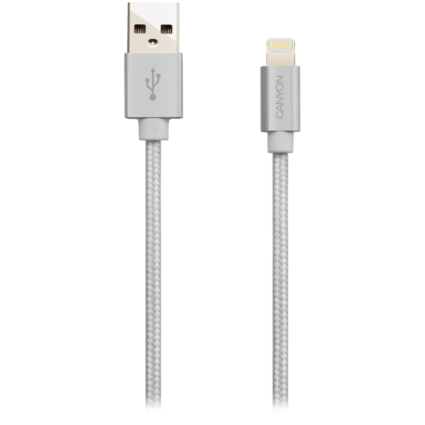 CANYON nabíjecí kabel Lightning MFI-3, opletený, Apple certifikát, délka 1m, perleťově bílá