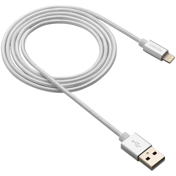 CANYON nabíjecí kabel Lightning MFI-3, opletený, Apple certifikát, délka 1m, perleťově bílá - Image 3