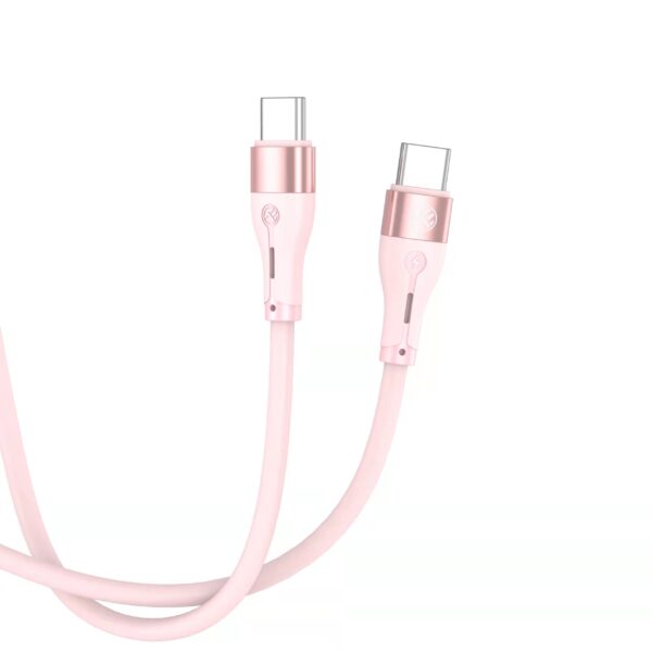 Tellur Silicone Type-C to Type-C Cable PD60W 1m Pink - Image 2