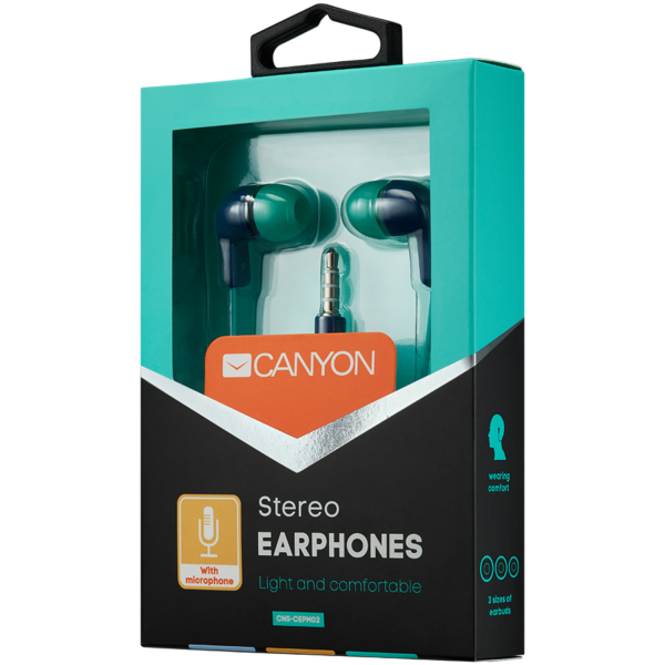 CANYON headphones EPM-02 Mic 1.2 m Blue Green - Image 3