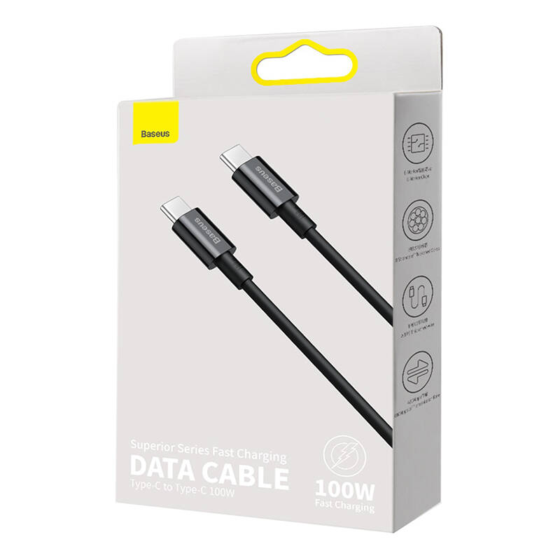 CABLU alimentare si date Baseus Superior, Fast Charging Data Cable pt. smartphone, USB Type-C la USB Type-C 100W, 1m, negru "CATYS-B01" (timbru verde 0.08 lei) - 6953156208438 - Image 8