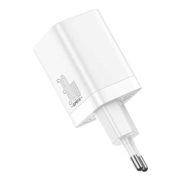 Baseus Travel Charger Super Si Pro mini Fast Charger, C+U, PD 3.0, QC 3.0 30W EU White (CCSUPP-E02) - Image 5