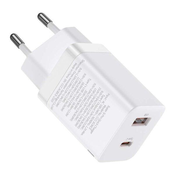 Baseus Travel Charger Super Si Pro mini Fast Charger, C+U, PD 3.0, QC 3.0 30W EU White (CCSUPP-E02) - Image 6