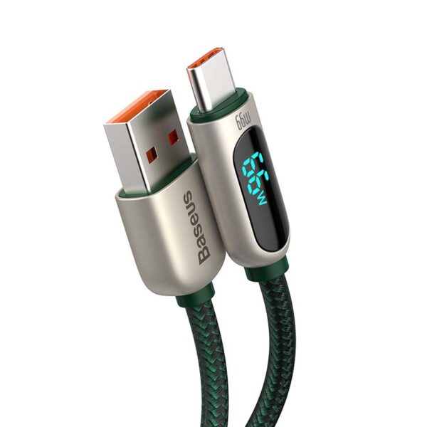 Baseus Display Cable USB to Type-C, 66W, 2m (green) - Image 3