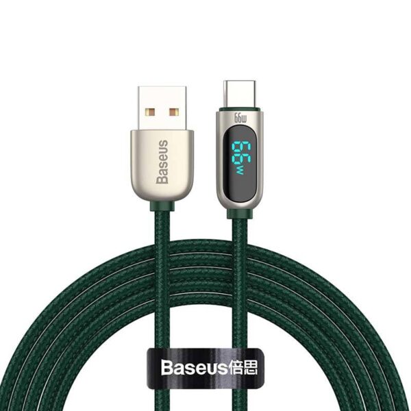 Baseus Display Cable USB to Type-C, 66W, 2m (green) - Image 2