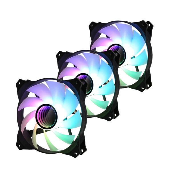 Set 3 ventilatoare Zalman "IF120A3", 120mm, 1200 RPM, hydraulic bearing, 55.2 cfm, RGB, 3-pin adresabil, negru, "ZM-IF120A3" - Image 2