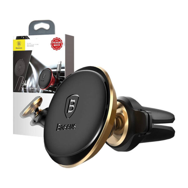 SUPORT AUTO Baseus OS pt. SmartPhone, fixare grilaj ventilatie, magnetic, 2 x clips cablu, auriu "SUGX020015" - - Image 2