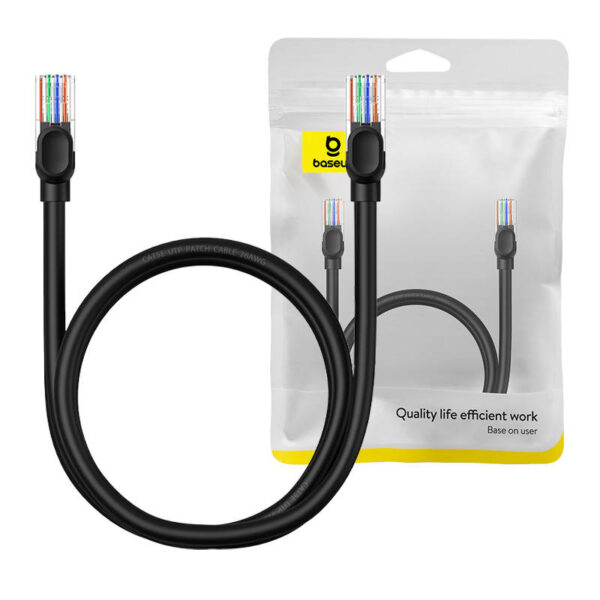 PATCH CORD UTP Baseus Cat5, fire din cupru, round cable, viteza maxima 1 Gbps, PVC, 1m, negru "B00133206111-01" (timbru verde 0.08 lei) - 6932172637040 - Image 3