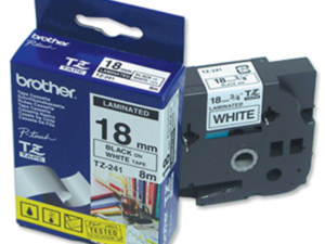 Banda Laminata Original Brother Black on White, TZE241, pentru P-Touch D400|D450|D600VP|E300VP|E550WVP|H500|P700|P750W, 18mm x 8m, incl.TV 0 RON, "TZE241"