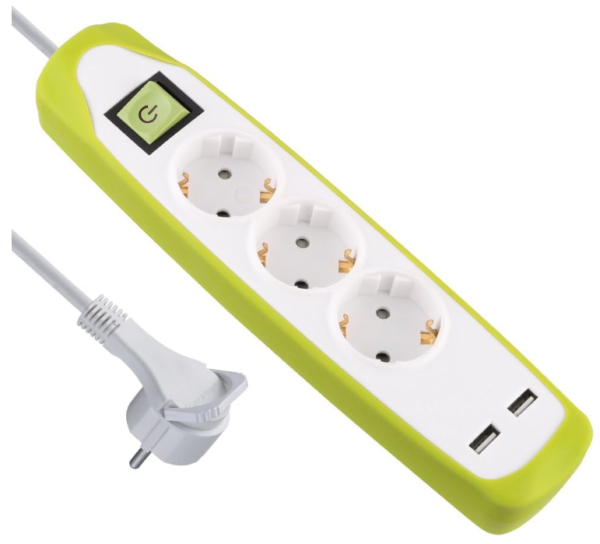 Electraline 62155 Multisocket 3P 2xUSB  2m