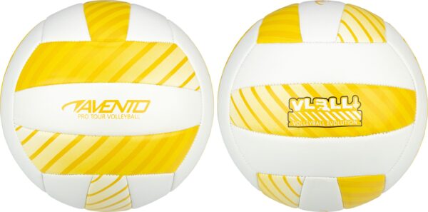 Volleyball ball AVENTO 16VF Yellow/White PVC leather