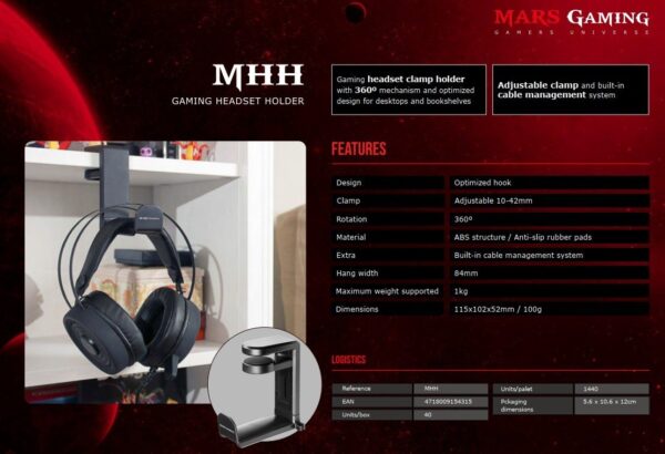 Mars Gaming MHH Desktop holder for gaming headphones - Image 5