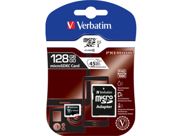 MEMORIE SD CARD VERBATIM 128GB CLASA 10 ADAPTOR INCLUS "44085" (TIMBRU VERDE 0.03 LEI)