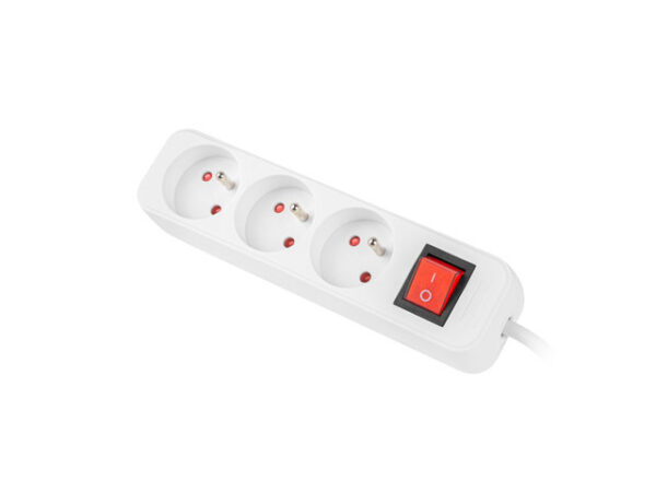 LANBERG POWER STRIP 3M WHITE, 3X 230V PL, WITH SWITCH - Image 2